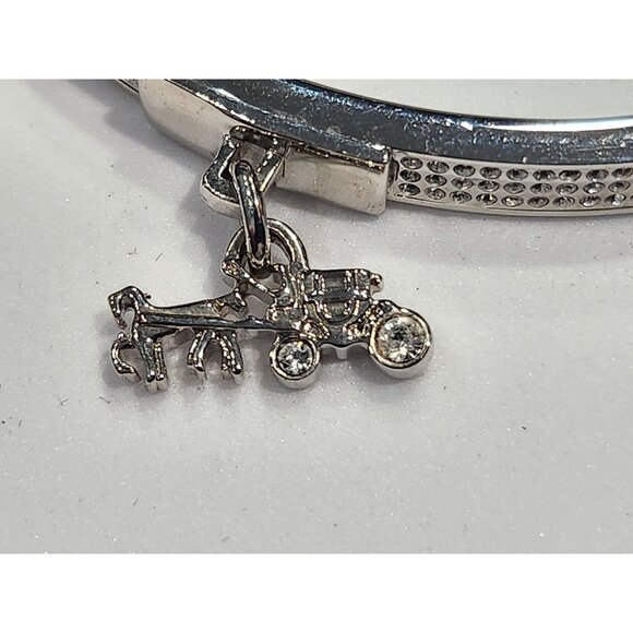 Coach Pavé Crystal Horse & Carriage Silver-tone Hinged Bracelet Charm Bangle - Picture 5 of 9